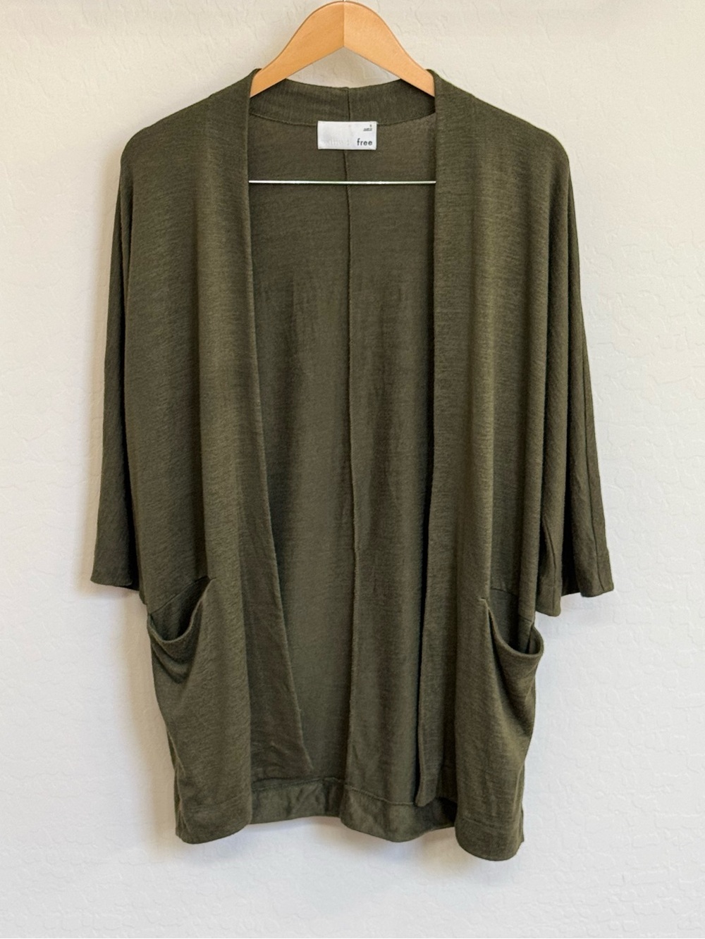 Wilfred Free Aritzia Zlata Open Front Cardigan Olive Green Size Small Pockets